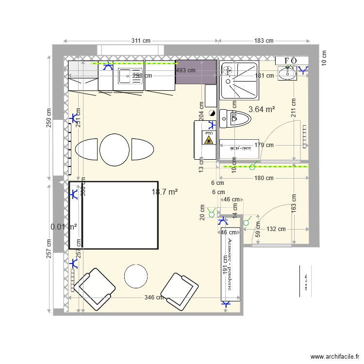 VR 9 Lausanne meublé studio II fvariante lit III. Plan de 0 pièce et 0 m2