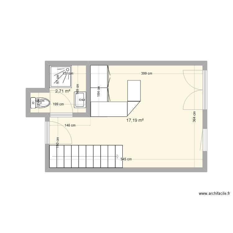 RAVINES - 2P6 DUPLEX. Plan de 2 pièces et 20 m2