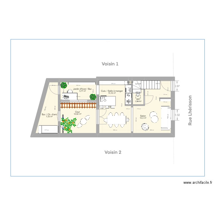 Maison Lherisson2. Plan de 8 pièces et 56 m2