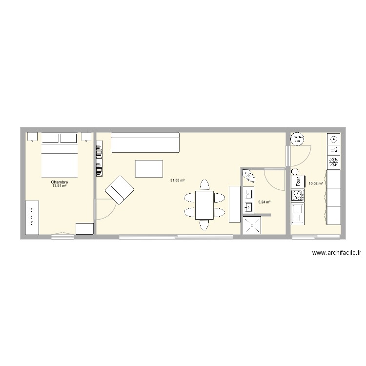 Maison 50 1. Plan de 4 pièces et 60 m2