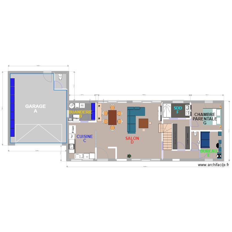 MAISON BEAUFORT RDC PLAN. Plan de 9 pièces et 140 m2