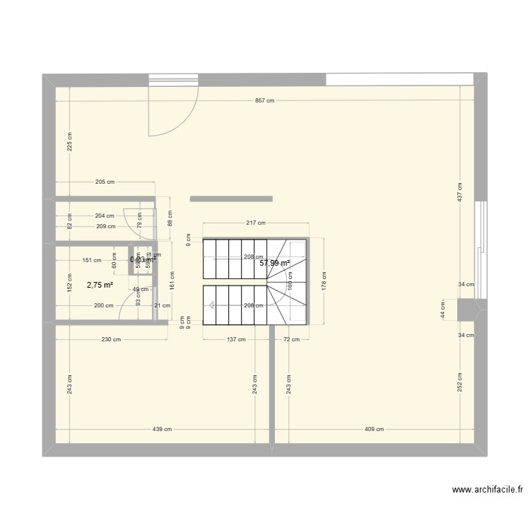 Daverdisse rez. Plan de 3 pièces et 61 m2