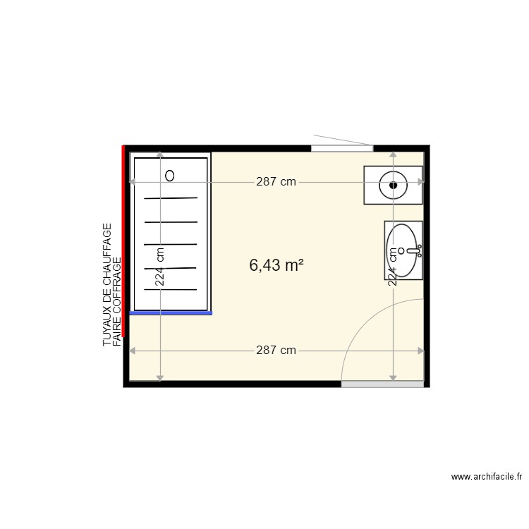 BAUDUIN ANDRE. Plan de 1 pièce et 6 m2