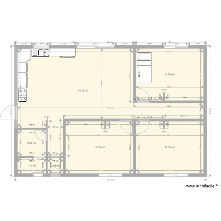  maison type F4. Plan de 0 pièce et 0 m2
