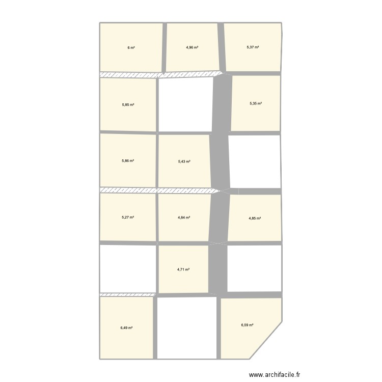 plan residence 5. Plan de 13 pièces et 71 m2