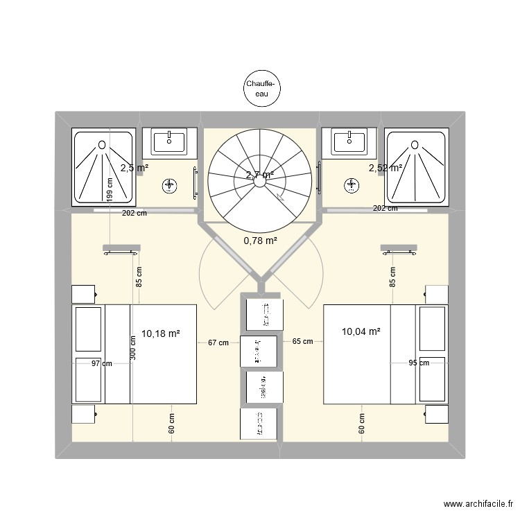 ROT V6. Plan de 9 pièces et 58 m2