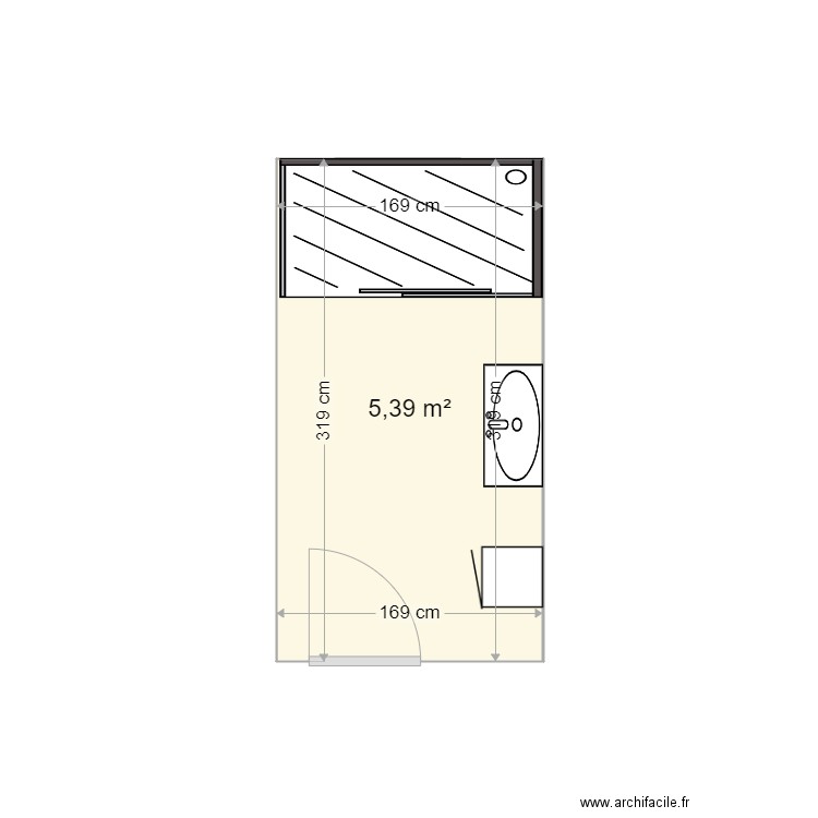 salle de bain. Plan de 1 pièce et 5 m2