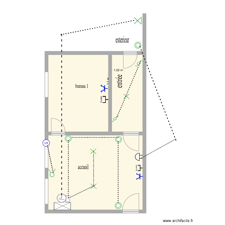 LA POSTE. Plan de 3 pièces et 88 m2