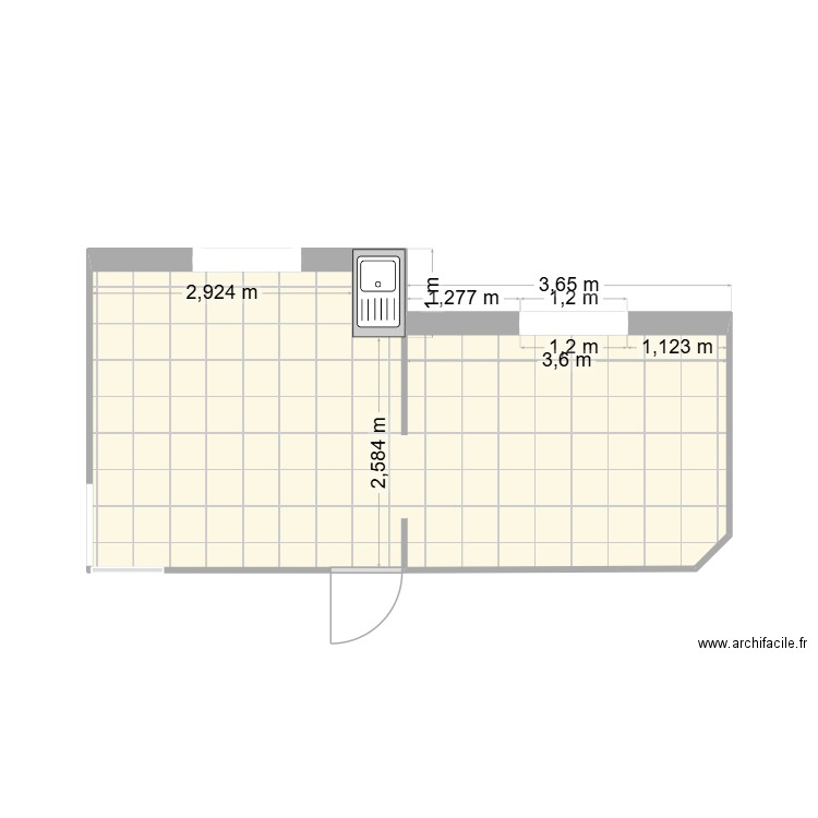 CUISINE. Plan de 1 pièce et 21 m2