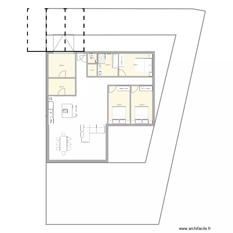 Maison J&eacute;j&eacute; et Helene. Plan de 8 pièces et 57 m²