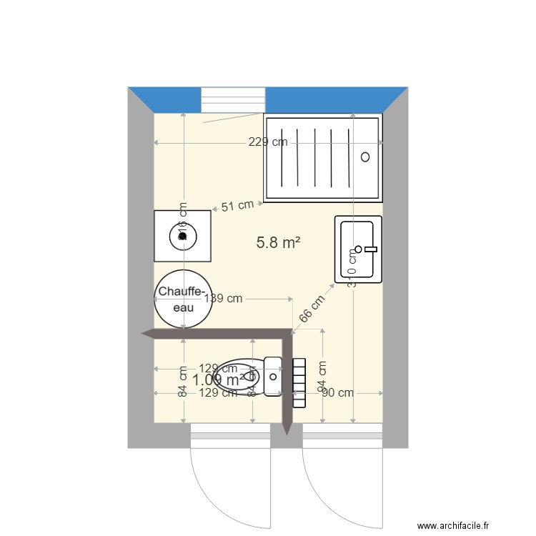 VIGNEAU. Plan de 2 pièces et 7 m2