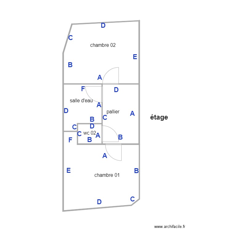 DILON étage PB. Plan de 4 pièces et 21 m2