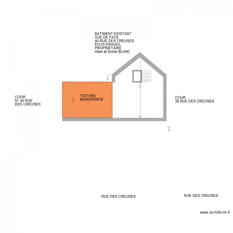 BATIMENT EXISTANT TOITURE MONOPENTE. Plan de 0 pièce et 0 m2