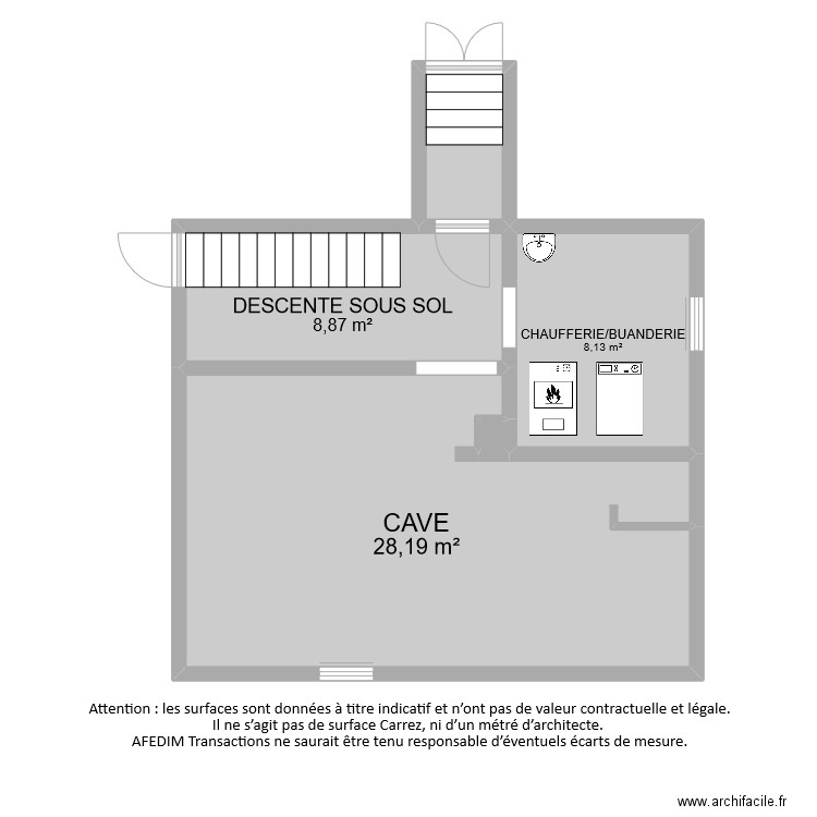 BI9648 sous sol. Plan de 5 pièces et 48 m2