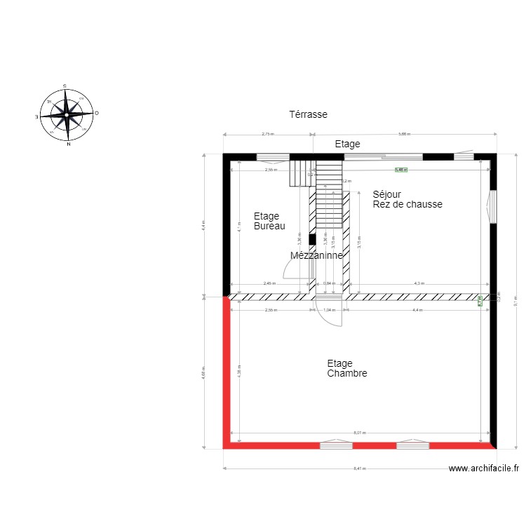 chalet 63 Etage. Plan de 1 pièce et 67 m2