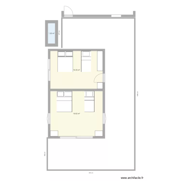Bungalow Chambres et Varangue. Plan de 