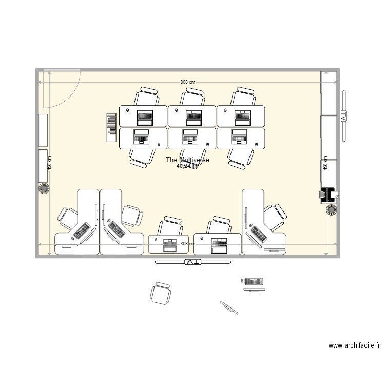 Bureau_Multiverse_2. Plan de 1 pièce et 40 m2
