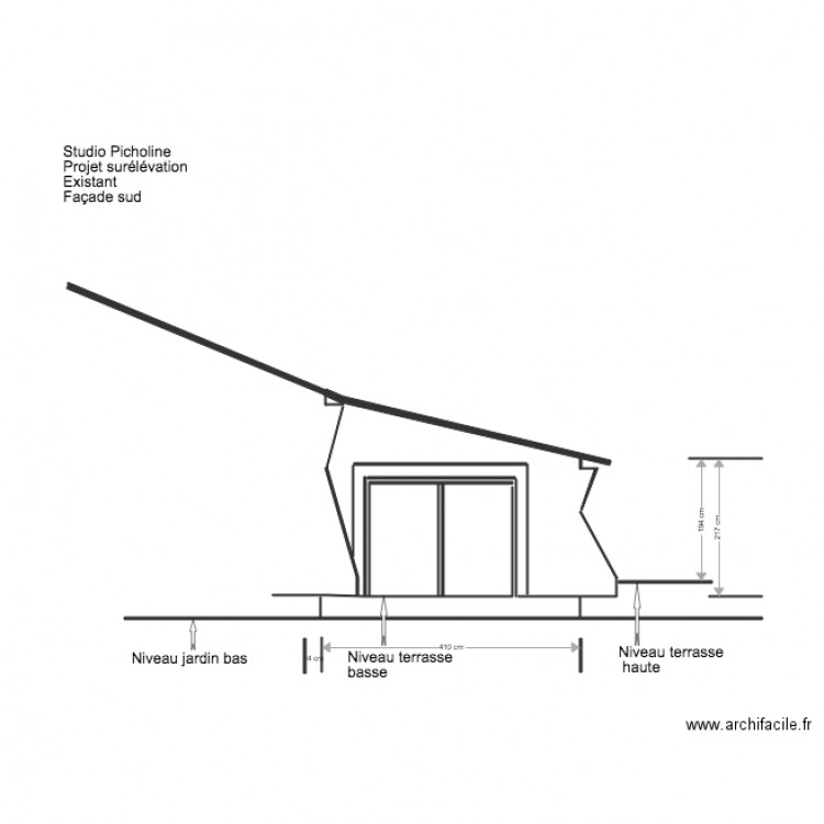 Studio Picholine Projet surélévation Façade Sud EX. Plan de 0 pièce et 0 m2