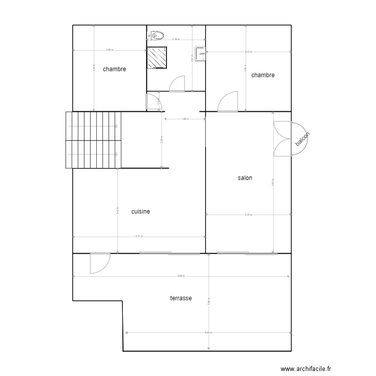 1e étage. Plan de 0 pièce et 0 m2