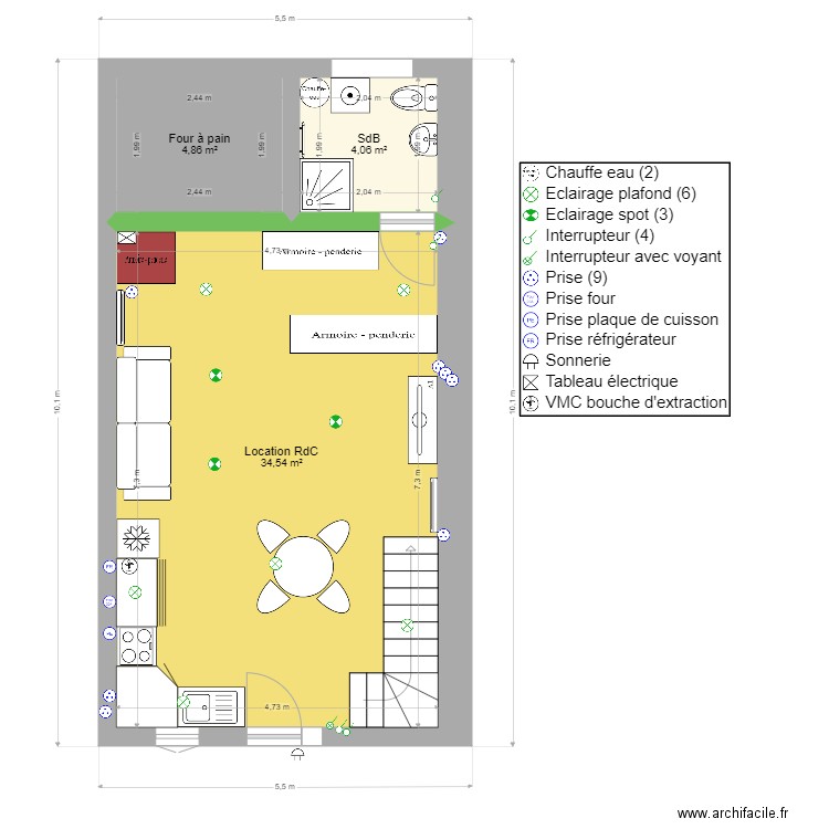 RénoLafeychineOct21LocationRdCElec. Plan de 3 pièces et 43 m2