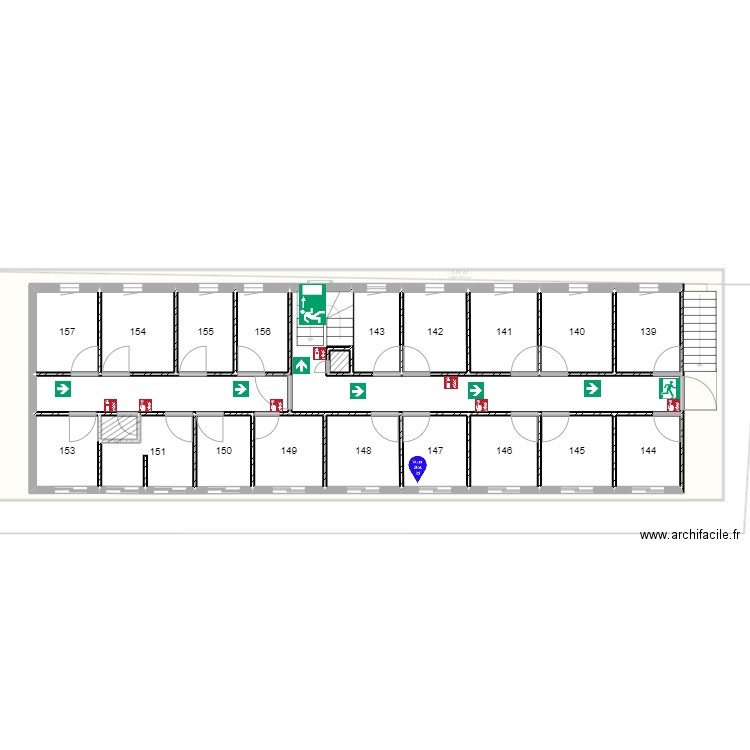 Plan évacuation rocade Chambre 147. Plan de 0 pièce et 0 m2