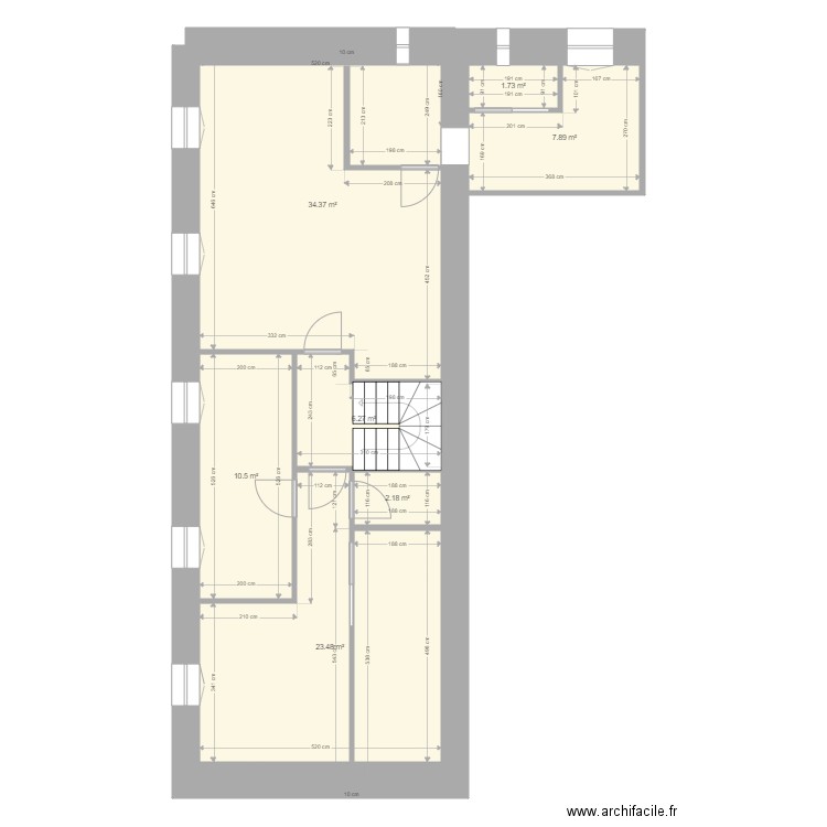 1° maison A. Plan de 7 pièces et 86 m2