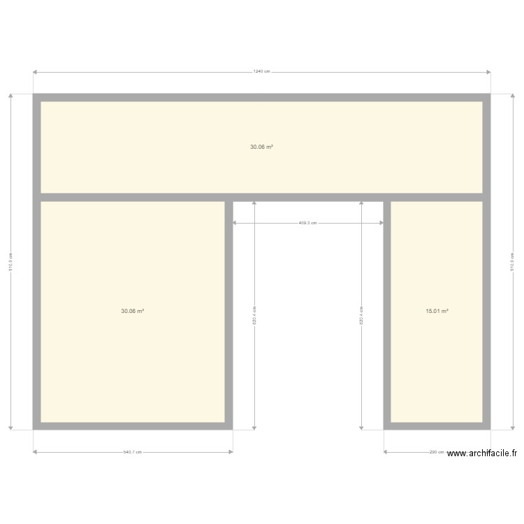 conteneur 3. Plan de 3 pièces et 75 m2