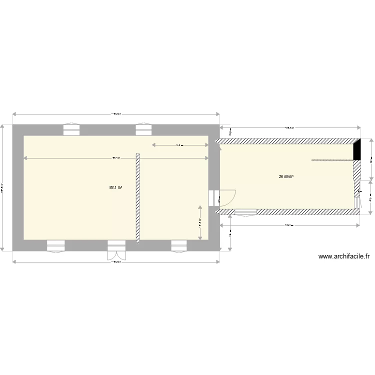 Plan &eacute;tage vi&eacute;rge 2. Plan de 