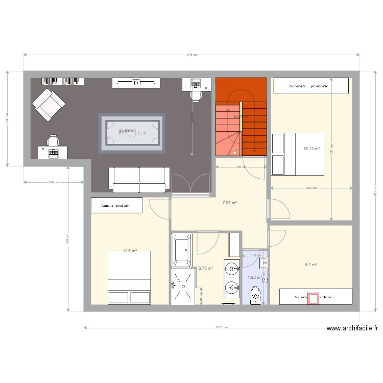 33 LB - R+1 - sauvegarde. Plan de 8 pièces et 85 m2