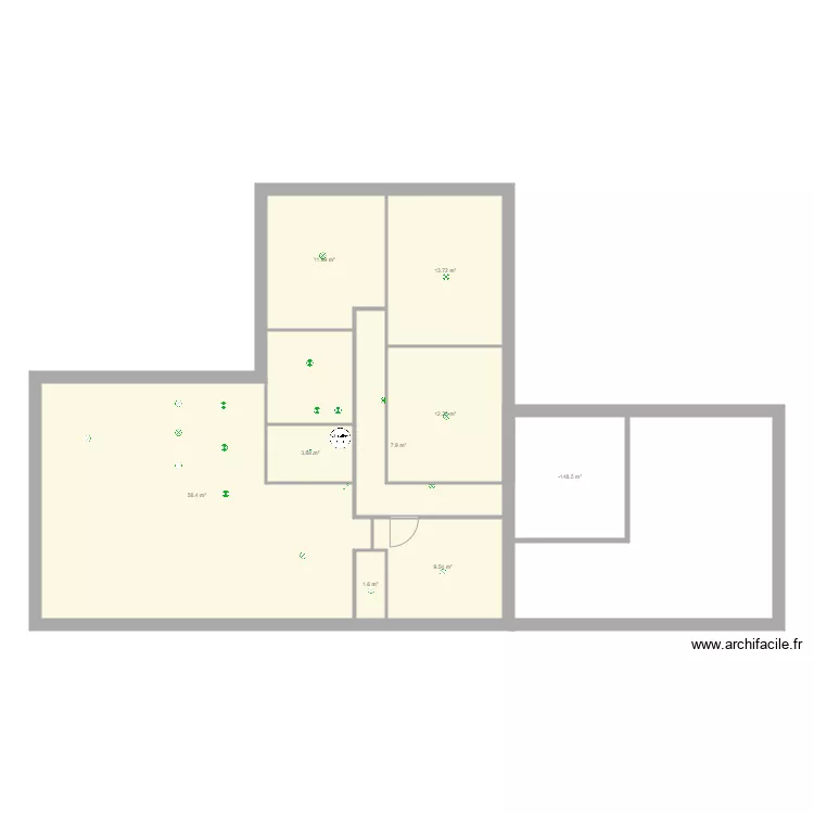 maison avec extension. Plan de 
