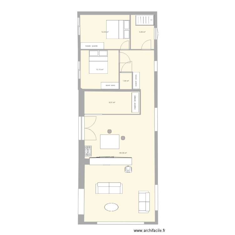 bas chauve 6. Plan de 6 pièces et 104 m2