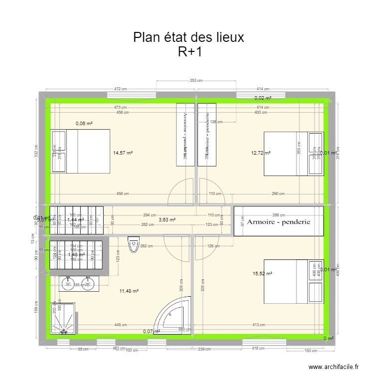 Guesmi. Plan de 15 pièces et 61 m2