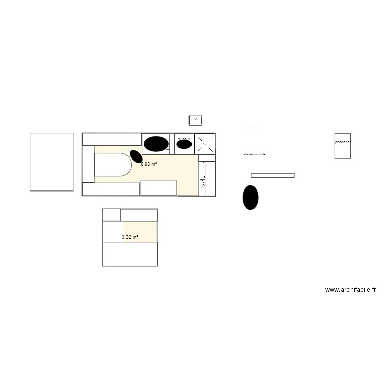 plan1. Plan de 2 pièces et 12 m2