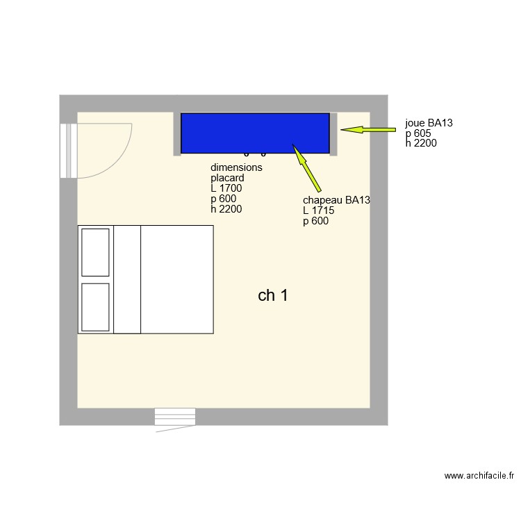 placard chambre 1. Plan de 0 pièce et 0 m2