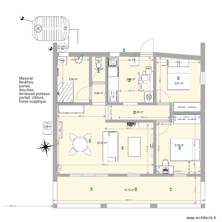 Case St-Jo. Plan de 9 pièces et 75 m2