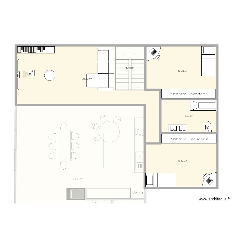 maison avec étage. Plan de 13 pièces et 237 m2