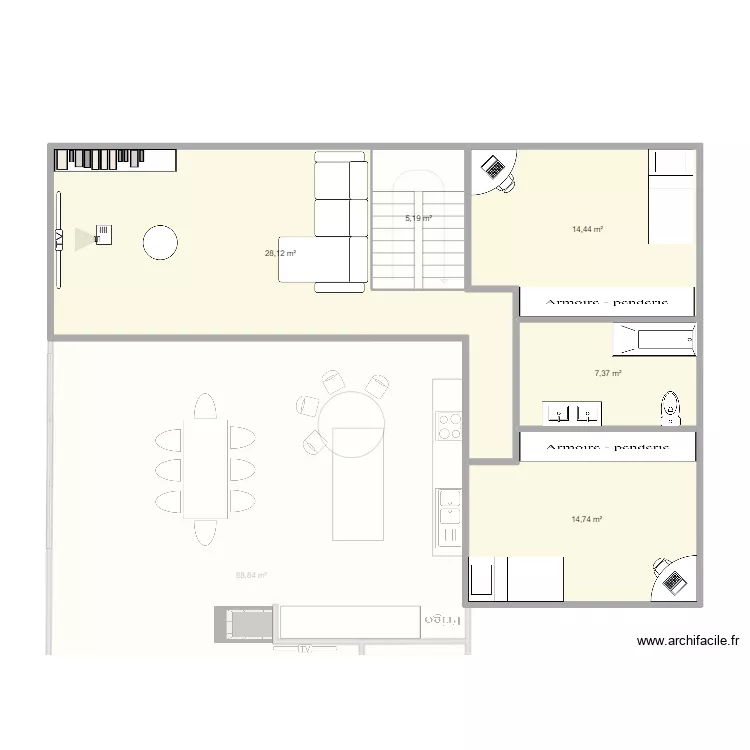 maison avec &eacute;tage. Plan de 