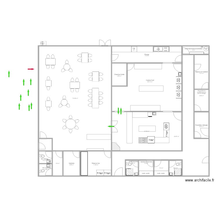 TFE 10 avril avec flèches. Plan de 0 pièce et 0 m2