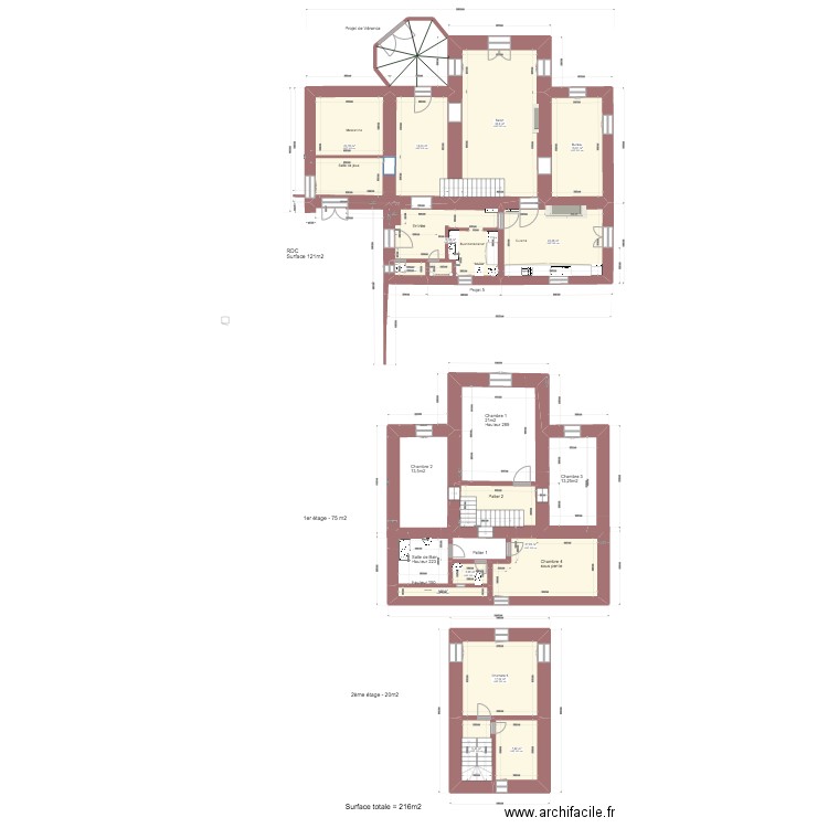 Grand Contest Buanderie Projet 5. Plan de 13 pièces et 191 m2