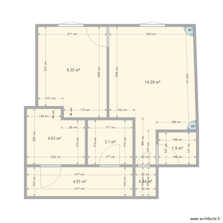 studio chambre. Plan de 0 pièce et 0 m2