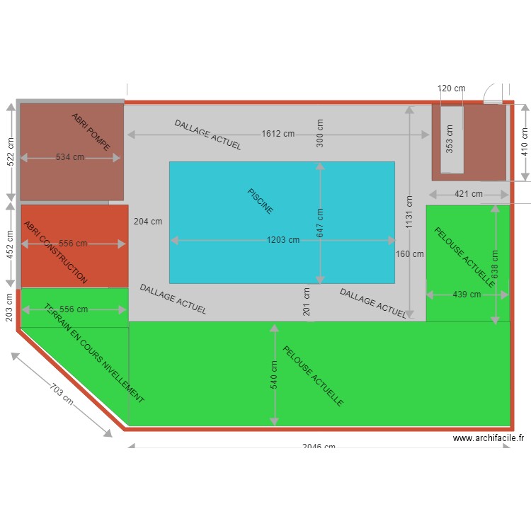 plan tour piscine dallage grillage ancien. Plan de 0 pièce et 0 m2