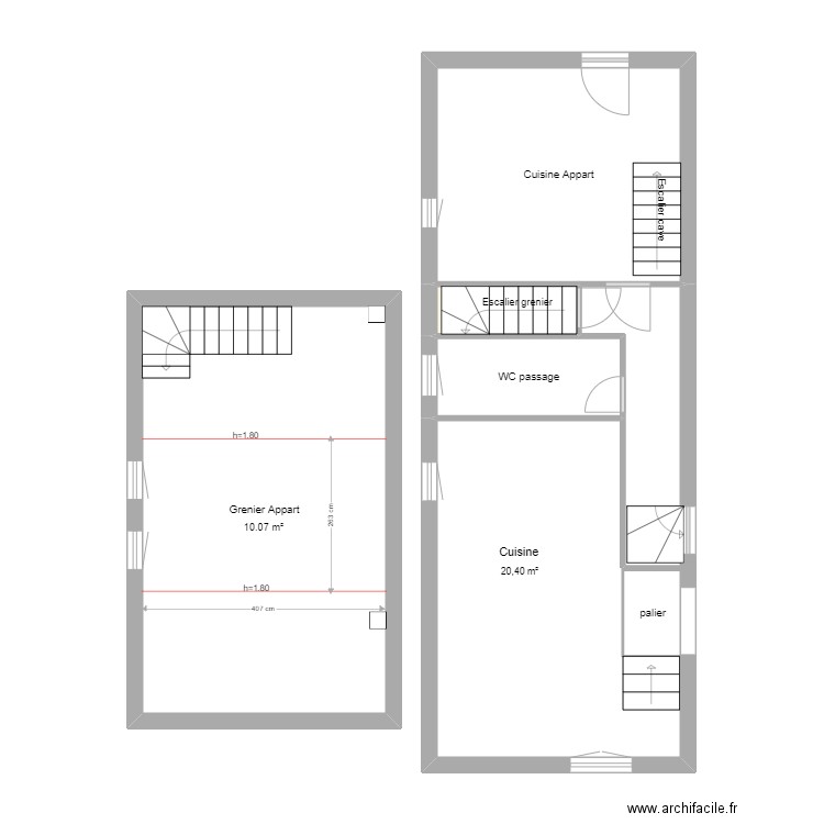 Maison Eyguette Partie 2 modifiée. Plan de 5 pièces et 50 m2