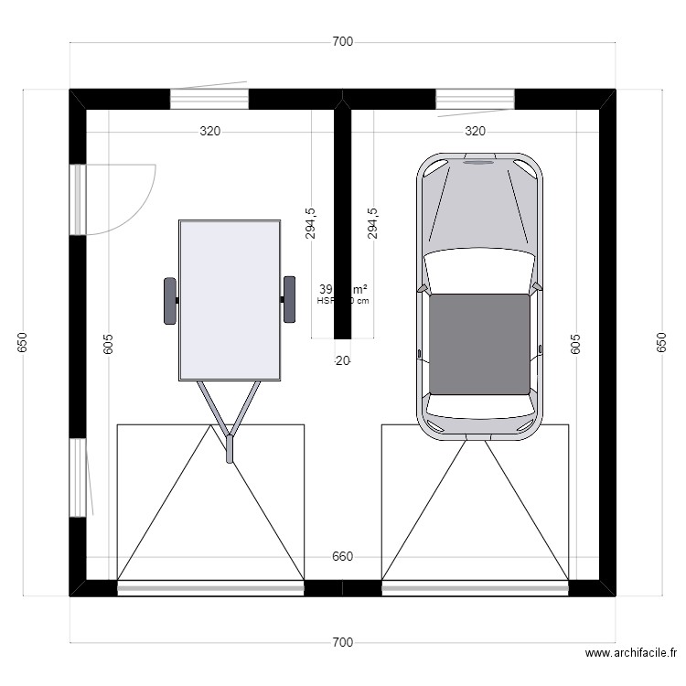 garage du 2. Plan de 1 pièce et 39 m2