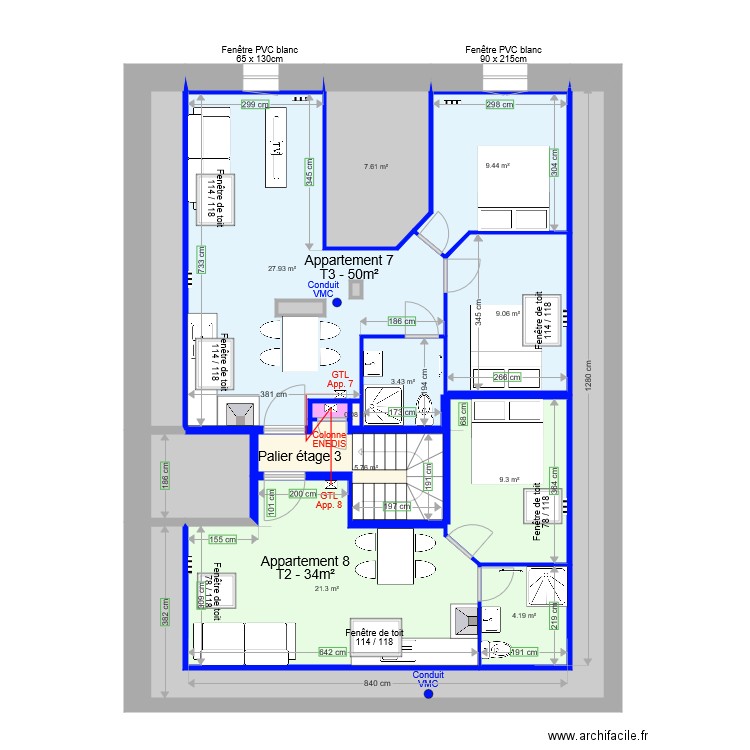 Pasteur Etage 3 cloison. Plan de 0 pièce et 0 m2