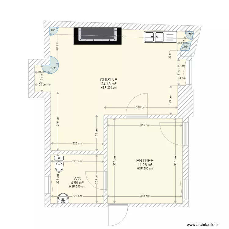 20211002 CHAMAILLARD CUISINE et ENTREE et WC. Plan de 20211002 CHAMAILLARD CUISINE et ENTREE et WC. Plan de