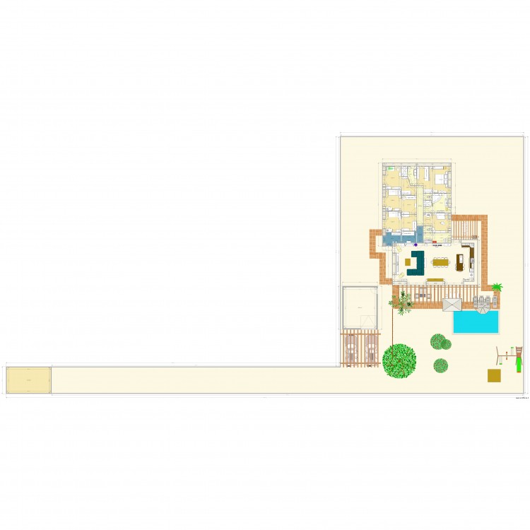 Maison cloison 2m35 cuisine droite plus 1m20 salon mur chambre diagonale. Plan de 0 pièce et 0 m2