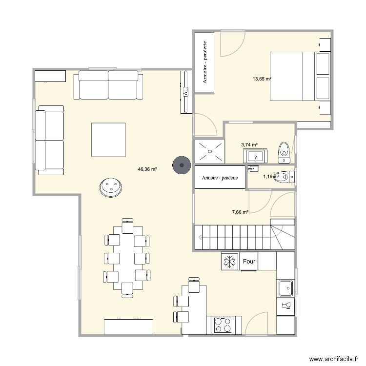 Salon cuisine maison chevaigne. Plan de 0 pièce et 0 m2