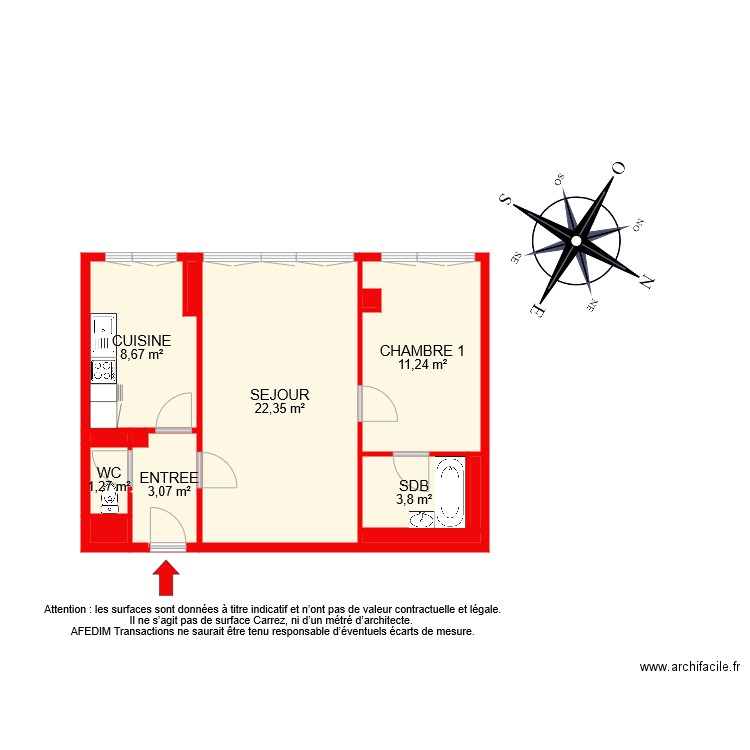 BI 8402. Plan de 14 pièces et 53 m2