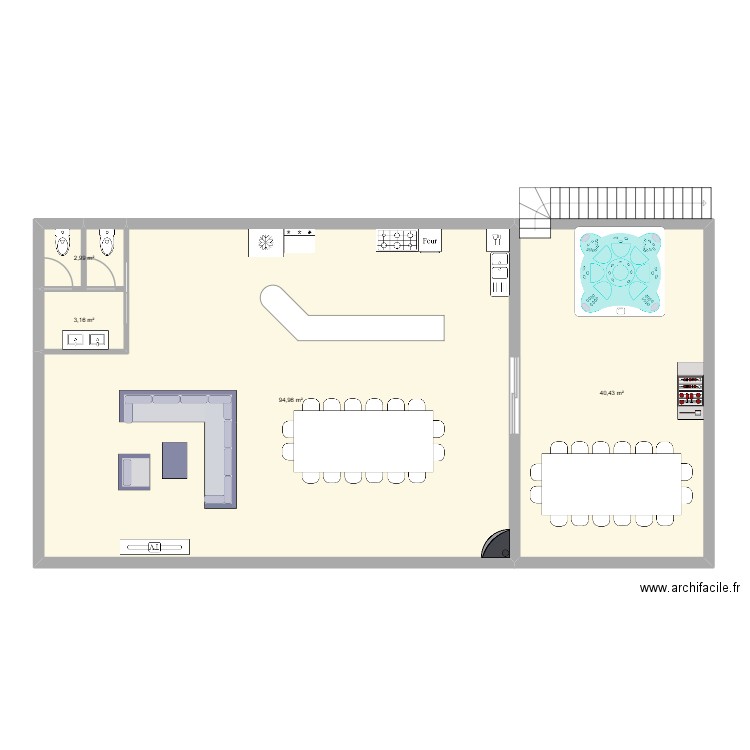 salon haut lartiguette. Plan de 4 pièces et 142 m2