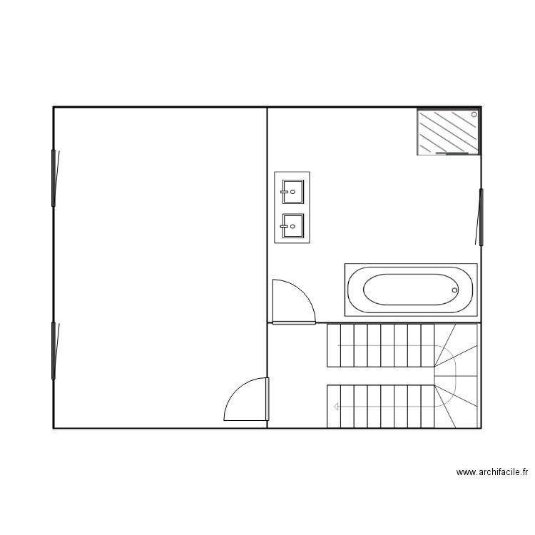 carlo premier étage. Plan de 3 pièces et 47 m2